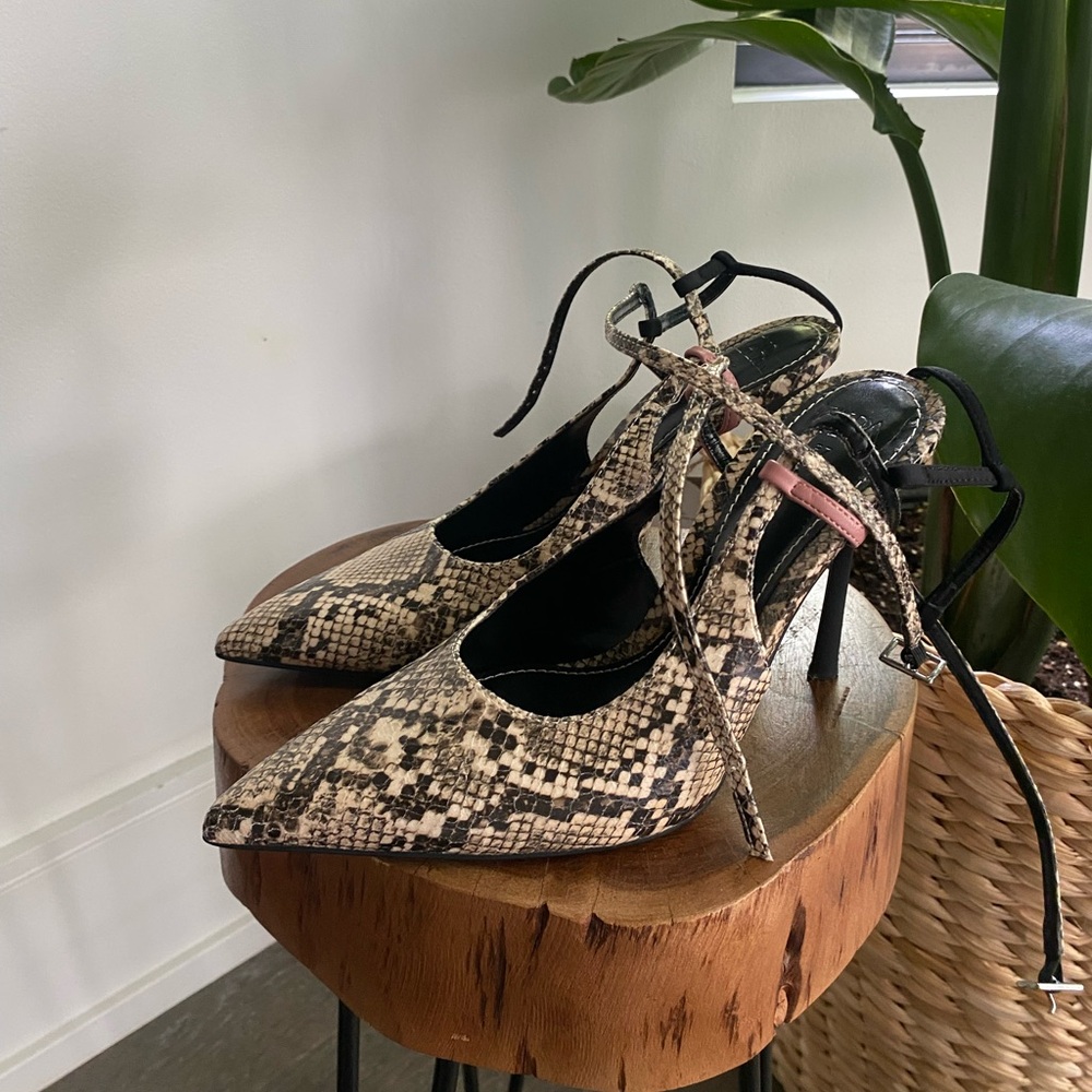 Zara faux Snakeskin Lace-Up Heels